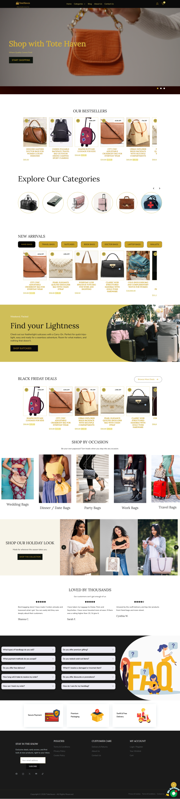 Totehaven — Ready-Made E-Commerce Website for Bags & Fashion Brands